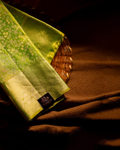 Verdant Aura - Handpicked Dharmavaram Silk Saree